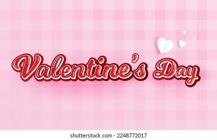 valentine's day and my heart with white paper cut art and craft style on color Background