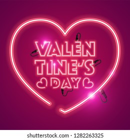 Valentines day neon banner