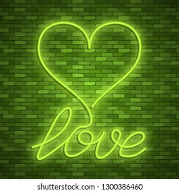 Valentines Day. Neon emblem. Bright signboard, light banner. Celebration. Heart with an arrow. Vector images