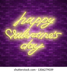 Valentines Day. Neon emblem. Bright signboard, light banner. Celebration. Heart with an arrow. Vector images