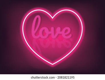 valentine's day neon heart background vector 