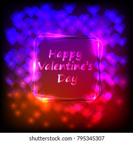 Valentines Day. Valentines Day neon script lettering. Valentine's Day neon sign.