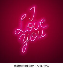 Valentine`s Day neon sign. Vector background. 