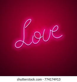 Valentine`s Day neon sign. Vector background. 