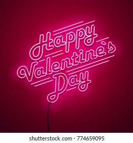 Valentines Day neon sign. Vector background. 