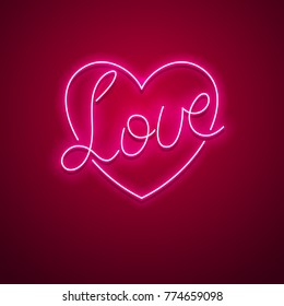 Neon Sign Word Love Heart On Stock Vector (Royalty Free) 552622624