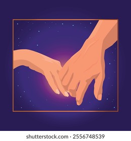 Valentines day night background with hands