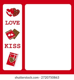 Modelo de Cartão de Nota do Dia dos Namorados com Caixa de Chocolate e Texto de Beijo de Amor