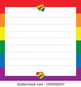 Valentines day note template card for LGBT : Vector