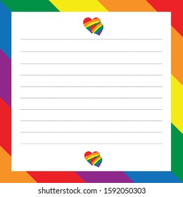 Valentines day note template card for LGBT : Vector