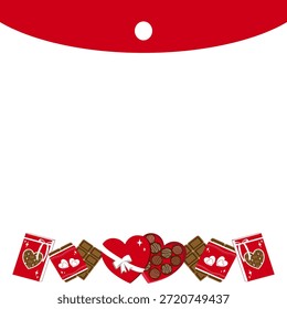 Valentine's Day Note Template with Heart Chocolate Box and Sweets Border