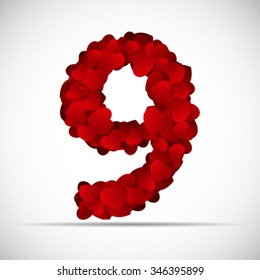 Valentine`s Day Number of Hearts Vector Illustration EPS10