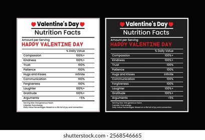 Valentine's Day Nutrition Facts Design: Perfect T-Shirt Idea for Love and Fun!