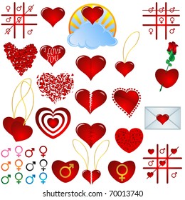 Valentine's day object set isolated on white