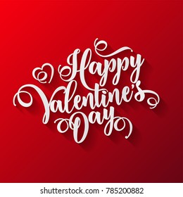 Valentines Day Oblique Lettering. Handwritten Romantic Greeting Card with Text Happy Valentines Day. February 14, Love and Heart.