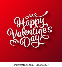 Valentines Day Oblique Lettering. Handwritten Romantic Greeting Card with Text Happy Valentines Day. February 14, Love and Heart.