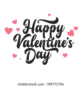 Valentines Day Oblique Lettering. Handwritten Romantic Greeting Card with Text Happy Valentines Day. February 14, Love and Heart.