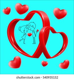 Valentine's Day on a turquoise background