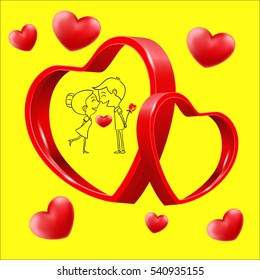 Valentine's Day on a yellow background