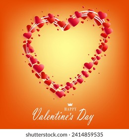 Día de San Valentín, composición naranja aislada corona, tarjeta de saludo.