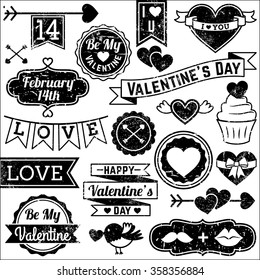 Valentine's Day Ornaments and Badges in Vector Format