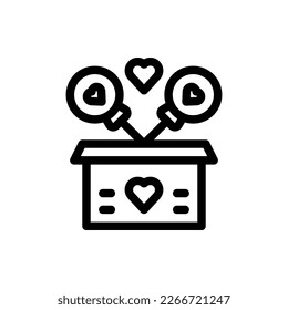 Valentine's Day, Outline, Romantic, Gift, Present, Romance, Flat Icon Logo Illustration Vector Isolated. Suitable for Web Design, Logo, App. 


