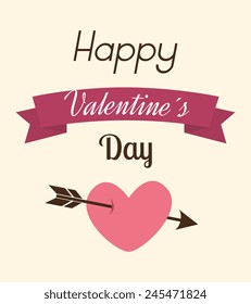 Valentines day over beige background, vector illustration.