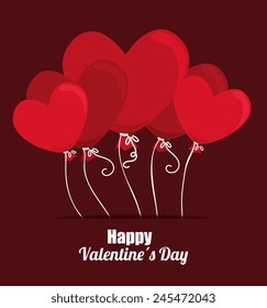 Valentines day over red background, vector illustration.