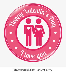 Valentines day over white background, vector illustration.