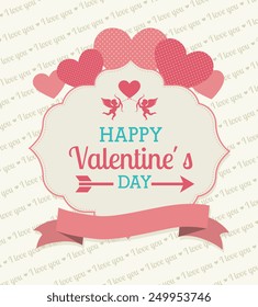 Valentines day over white background, vector illustration.