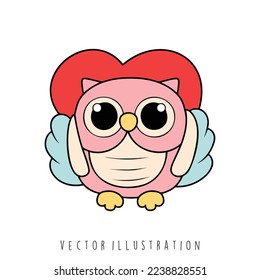 valentine's day owl, vector illustration