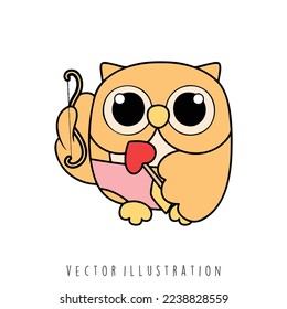 valentine's day owl, vector illustration