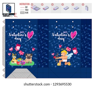Valentine's Day package with cupid and bow vector animals