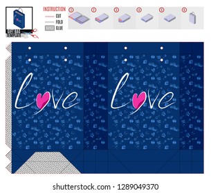 Valentine's day package template with the words love vector