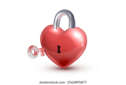 Valentine's Day. Padlock in the form of a heart. Vector illustration.