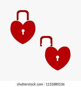 A Valentine's Day padlock made up of hearts in vector format on a white background
