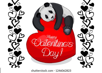 valentine's day panda heart