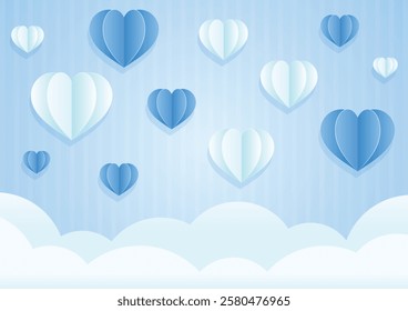 Valentine's Day paper craft cute heart background material