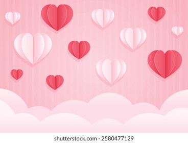 Valentine's Day paper craft cute heart background material