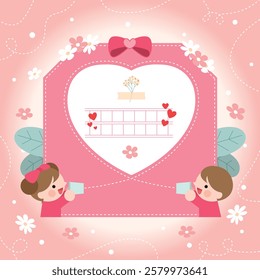 Valentine's Day Paper Cup Phone Illustration of Love Confession