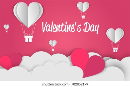 Valentine's day paper cut abstract background. Element for design, advertising, promotion of dairy products. Vector illustration.