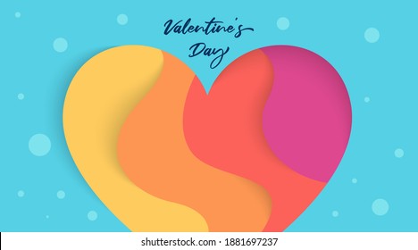 Valentine's Day Paper Cut Bckground Illustration Vector.