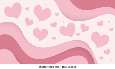 Valentine's Day Paper Cut Bckground Illustration Vector.
