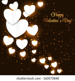 Valentine`s day paper heart backgroung, vector illustration