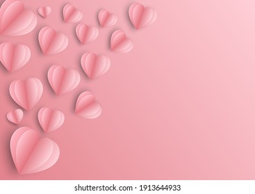 Valentine's Day. Paper heart shaped vector on pink background
