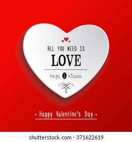 Valentine's day  paper heart sticker. Vector illustration
