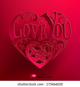 Valentine's Day. Paper heart. Vector Eps 10.