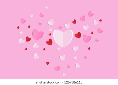Valentine's day with paper hearts card.
