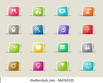 Valentines day paper icons for web
