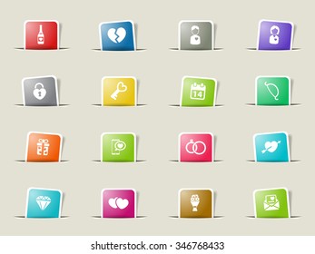 Valentines day paper icons for web